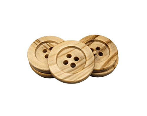 Botones de madera 4 agujeros (20 mm) - Madera de Olivo - Accesorio de Costura - Fabricado y enviado desde España -