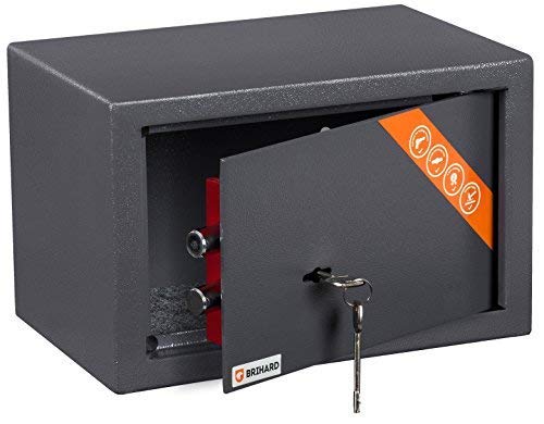 Brihard Hogar Caja Fuerte con Cerradura de Llave - 20x31x20cm Caja Fuerte de Seguridad - Titanio Resistente a rayones - Caja Fuerte para el hogar, 11L Brihard Hogar Caja Fuerte con Cerradura de Llave - 20x31x20cm Caja Fuerte de Seguridad - Titanio Resistente a rayones - Caja Fuerte para el hogar, 11L