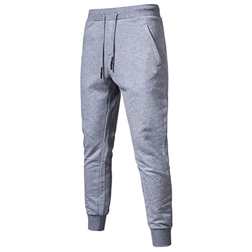 BRQ Primavera de algodón chándal de los Hombres de Calidad pantalón del chándal de los Hombres Corrientes for Hombre Pantalones Deportivos Streetwear (Color : Gris, Talla : Asia S (45-50KG))