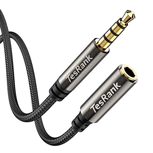 Cable Alargador Audio Extensión 1M 4 Pin,TesRank Nylon Cable Audio Estéreo 3,5 mm Macho a Hembra Cable para Móvil,Microfóno,Auriculares,MP3,Altavoces,TV,Ordenador,Coche,PS4,Xbox …