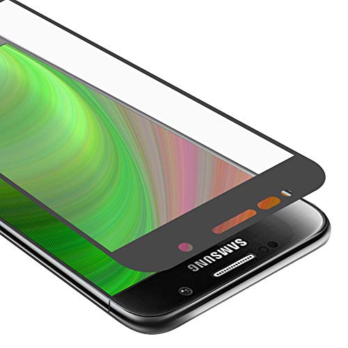 Cadorabo Película Protectora para Samsung Galaxy S6 en Transparente con Negro - Pantalla de Vidrio Templado Cobertura Completa (Tempered) Compatible 3D con Dureza 9H