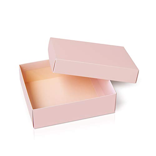 Caja para regalo cajas de cartón caja rosa con tapa 28 * 23 * 9 cm, set de 10 cajas para fiesta cumpleaños, embalaje, estuche, empaquetamiento para envolver (Rosa)