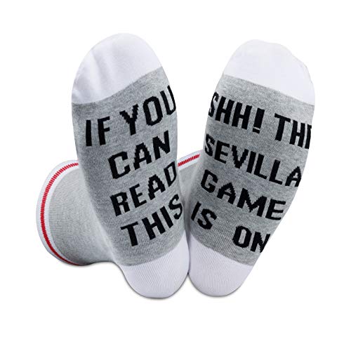 Calcetines divertidos del amante del juego de fútbol si se puede leer este juego de Shh Sevilla está encendido