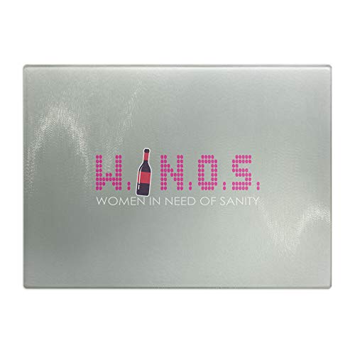 Camiseta con texto "WINOS-Frauen in Not Sanity", tabla de cortar de cristal para imprimir, antideslizante y resistente a los arañazos