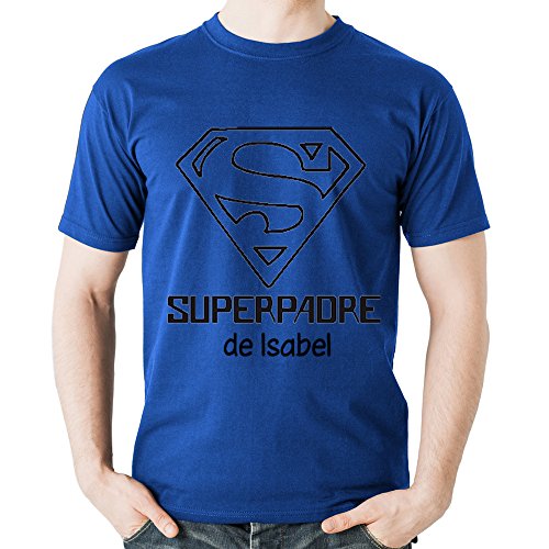 Camiseta Personalizada 'Superpadre' Azul en Todas Las Tallas - Regalo para el Día del Padre, Navidad o su cumpleaños Camiseta Personalizada 'Superpadre' Azul en Todas Las Tallas - Regalo para el Día del Padre, Navidad o su cumpleaños