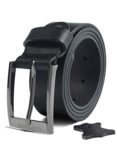 Cartvelli Business - Cinturón de piel para hombre (con caja de regalo), color negro Kaviar negro. Cintura 125cm = Longitud total 140cm