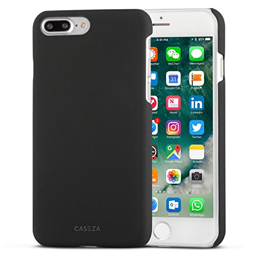 CASEZA - Funda iPhone 7 Plus, Carcasa Trasera Ultrafina Con Acabado Goma Mate, Funda Rígida Protectora Aspecto y Tacto De Calidad, Negro
