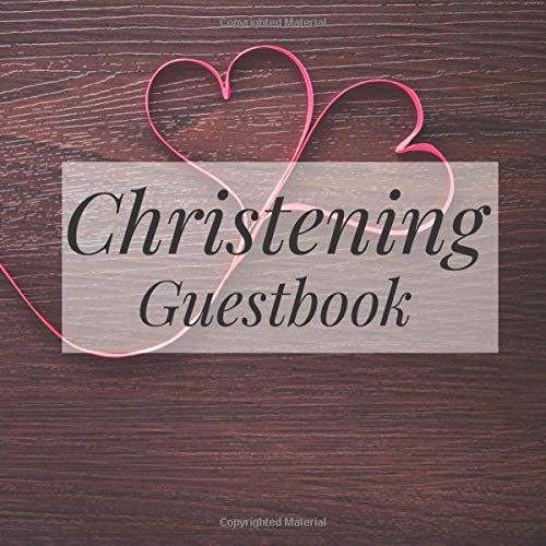 Christening Guestbook: Rustic Ribbon Wooden - Holy Christian Baptism Celebration Party Guest Signing Sign In Reception Visitor Book, Baby Girl Boy ... Advice Wishes, Photo Milestones Keepsake
