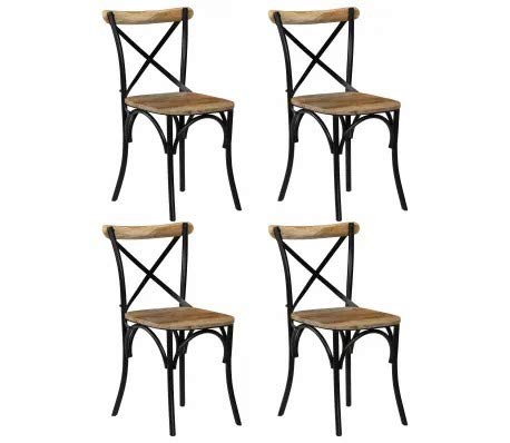 Cikonielf Juego de 4 sillas de comedor de madera maciza de mango con diseño de cruz 51 x 52 x 84 cm. Diseño del respaldo abierto y cruzado, totalmente hecho a mano Cikonielf Juego de 4 sillas de comedor de madera maciza de mango con diseño de cruz 51 x 52 x 84 cm. Diseño del respaldo abierto y cruzado, totalmente hecho a mano