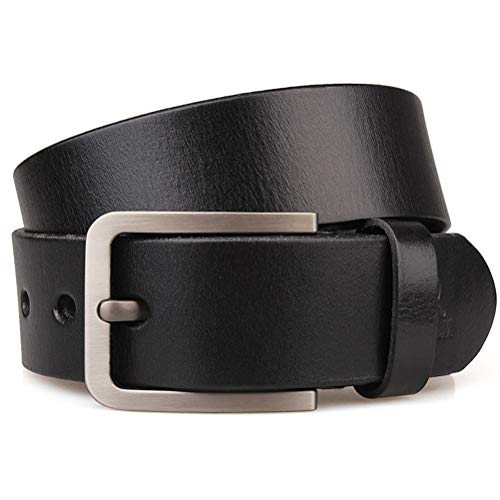 Cinturón para Hombre 3.8cm de Ancho Cuero Genuino de Cuero de Vaca Jeans Cinturón Casual de Negocios,2,110mm