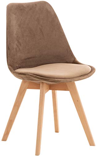 CLP Silla De Comedor Linares En Tela, Terciopelo o En Polipropileno & Cojín En Simil Cuero I Silla De Salón Nórdica con Base De Madera I, Color:marrón, Material:Terciopelo