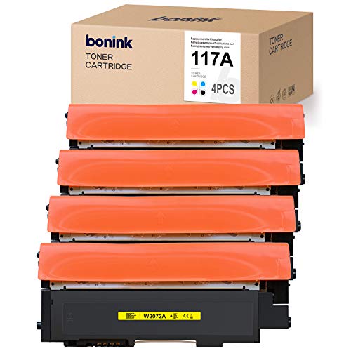 [Con chip] Bonink 4 compatible con HP 117A W2070A - W2073A Tóner para HP Color Laser MFP 179fnw 178nwg HP Color Laser 150nw (negro/cian/magenta/amarillo)