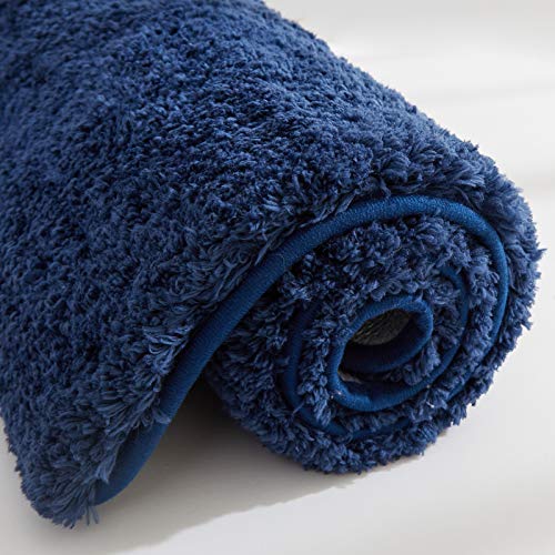 COSY HOMEER - Alfombra de baño hecha de poliéster 100% extra suave y antideslizante, especializada en alfombras de ducha lavables a máquina y absorbentes el agua (Navy, 100 x 60 cm)