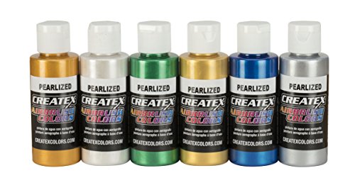 Createx Colors 5804-00 Createx Pearl Airbrush Set, colores surtidos, 2 oz, 6 piezas, 2 oz, multicolor