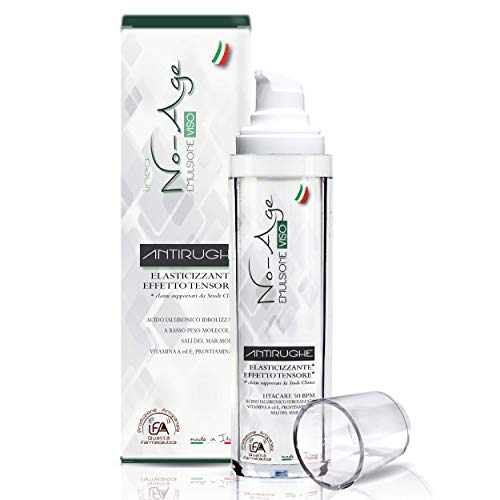 Crema Antiedad con Acido Hialuronico Puro a Bajo Peso Molecular altamente EFICAZ, Sales del Mar Muerto, Vitamina A y E, Provitamina B5 Crema Hidratante Facial para Mujer y Hombre 50 ml MADE IN ITALY