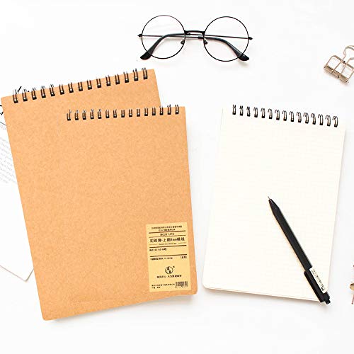 Cuaderno A5, Cuaderno B5, Cuaderno de proyectos temáticos, Cuaderno de diario, Cuaderno simple, En blanco, Espiral, Forrado, 120 páginas, Paquete de 2 (color café A5 + B5)