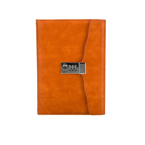 Cuaderno de composición diario con rayas de cuero de tapa dura, cuaderno de escritura clásico, tamaño A5 páginas, papel grueso, regalo de negocios para hombres y mujeres (color naranja)