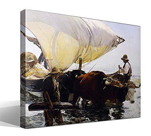 Cuadro Canvas La Vuelta de la Pesca - Transportar el Barco de Joaquín Sorolla y Bastida Cuadro Canvas La Vuelta de la Pesca - Transportar el Barco de Joaquín Sorolla y Bastida