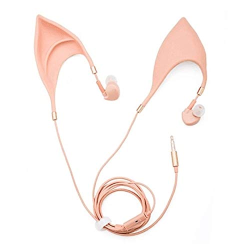 Cute Elf Shape Earphone Noise Reduction In-Ears Design Universal Wired Drive-by-Wire Headphone Ear Cup Built-in Microphone