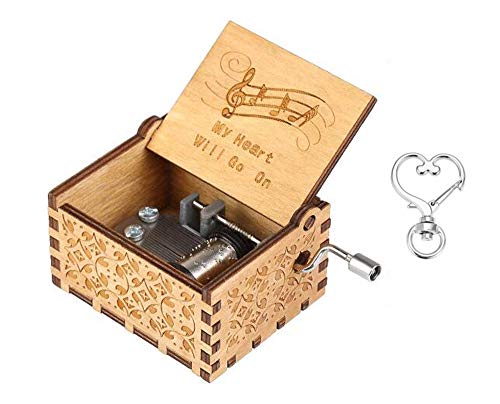 Cuzit, My Heart Will Go On, caja de música musical con el motivo de la película Titanic, estilo antiguo con manivela, madera tallada a mano Cuzit, My Heart Will Go On, caja de música musical con el motivo de la película Titanic, estilo antiguo con manivela, madera tallada a mano