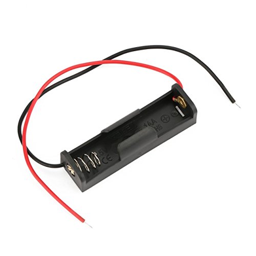 DBSUFV Caja de Almacenamiento de batería con Cable Soporte de Caja de plástico con Cable para 1 x Batería AA Conexión de Soldadura Negro Digital