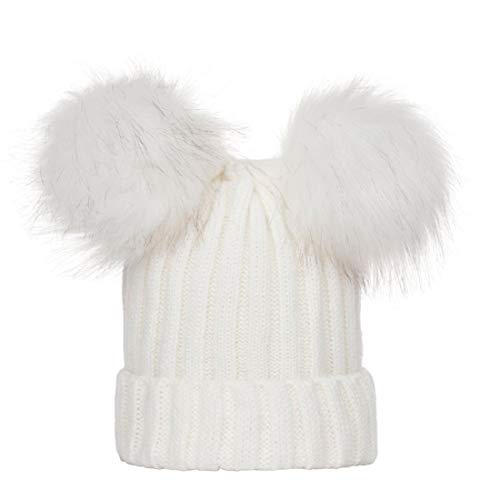 DEELIN Mujeres Invierno Caliente Crochet Tejer Doble Piel De ImitacióN Pom Pom Beanie Gorro Gorra De Punto Rizado Caliente Lana Cap Doble Lana Cap 171002 (Talla única, W Blanco) DEELIN Mujeres Invierno Caliente Crochet Tejer Doble Piel De ImitacióN Pom Pom Beanie Gorro Gorra De Punto Rizado Caliente Lana Cap Doble Lana Cap 171002 (Talla única, W Blanco)