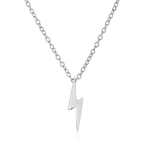 Delicado minimalista geométrico Zig Zag Flash Lightning Bolt colgante collar para mujeres para adolescentes 925 plata de ley