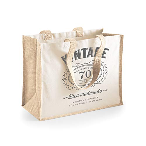 Design, Invent, Print! Bolsa de Lona de algodón de 70 cumpleaños - para Mujer - como Regalo, Recuerdo o para Hacer la Compra - Natural - 33 x 42 x 19 cm