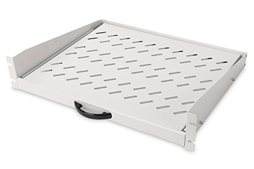 DIGITUS Professional - Baldas extraíbles para armarios de 483 mm (19") - DN-19-TRAY-2-450 - Adjunto en frente, carga 30 kg, desde 450 mm profundidad, 2 unidades de altura, color gris