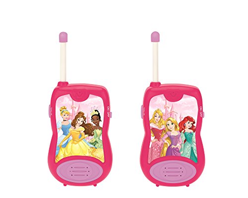 Disney Par, Rango De 100 Metros, Niña (Lexibook TW12DP) Princesas Cenicienta Rapunzel Ariel walkie-talkies, comunicación de Juguete, niñas, Clip para cinturón, con Pilas, Rosa, 26.3 x 10 x 10.9