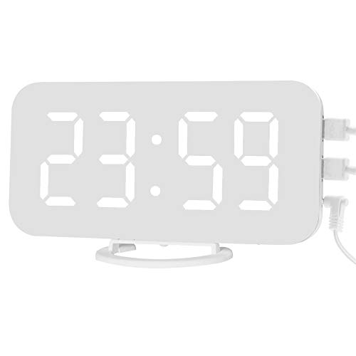 DIYARTS Reloj Despertador con Espejo LED Digital Dual USB Salida Carga Inducción Atenuación Reloj con Repetición para Dormitorio de Oficina (White+White) DIYARTS Reloj Despertador con Espejo LED Digital Dual USB Salida Carga Inducción Atenuación Reloj con Repetición para Dormitorio de Oficina (White+White)