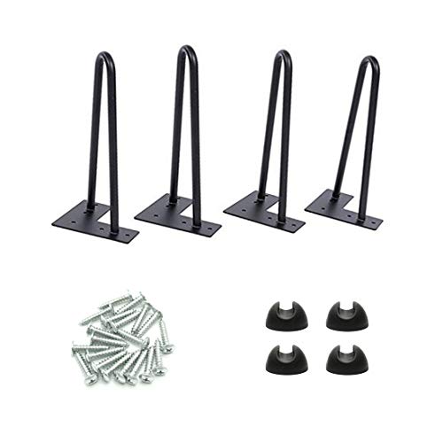 Drenky 4 piezas Patas de mesa de horquilla Patas de mesa de metal DIY de 12 pulgadas de altura para uso pesado Perfecto para gabinetes, mesita de noche, vienen con tornillos y protectores de piso