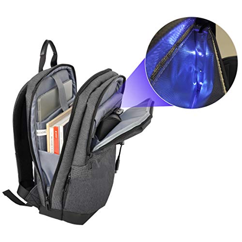 ebox Mochila para portátil con Bolsillo esterilizador UV Rayos Ultravioleta, maletin Que Elimina 99,9% bacterias, Bolso Acolchado para Ordenador