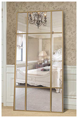 Espejo de Cuerpo Entero Rectangular Dorado [180 x 90 x 3cm] | Diseño danés | Espejo Grande y Largo de pie | Vertical y Horizontal