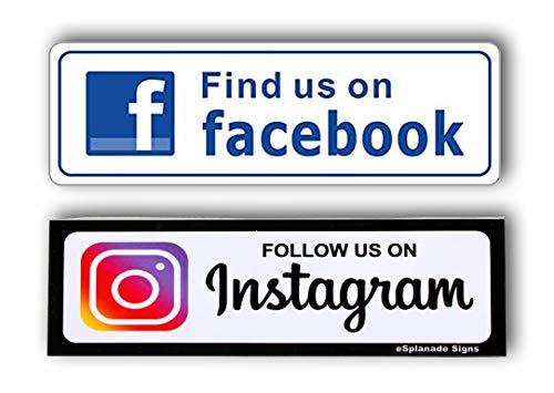 eSplanade Síguenos en Instagram y en Facebook Adhesivo de calcomanía - Tinta de larga duración resistente a la intemperie fácil de montar