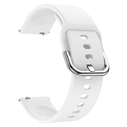 EWENYS Correa de repuesto para deportiva silicona suave de smartwatch, Compatibile con Samsung Galaxy Watch Active 2 40mm 44mm / Garmin vivoactive 3 / Amazfit GTS GTR 42mm (20mm, Blanco)