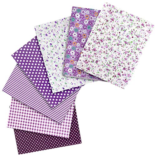 Faden & Nadel - Telas de patchwork (algodón, 50 x 50 cm), diseño de flores, color lila y blanco