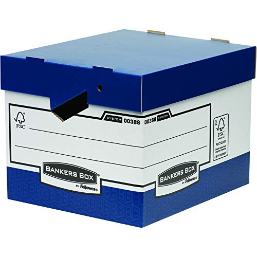 Fellowes Bankers Box - Caja resistente con asa ergonómica, 10 unidades, color azul