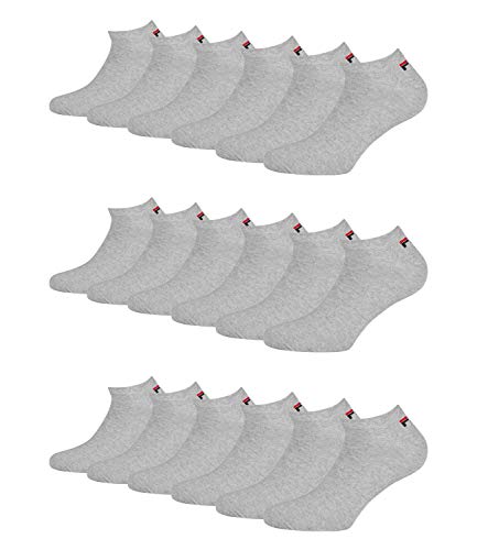 Fila 9 Pares Calcetines, Invisible Zapatillas unisex, monocromo, 35-46 (3 x Paquete de 3) - gris, 39-42 (6-8GB)