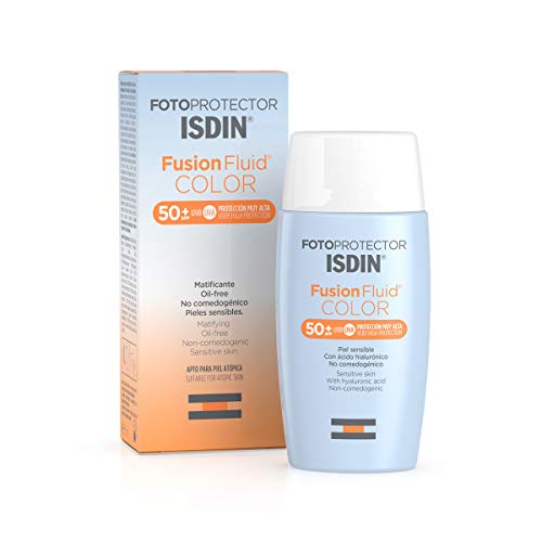 Fotoprotector ISDIN Fusion Fluid Color SPF 50+ | Protector solar facial con color | Apto para todo tipo de pieles | 50ml