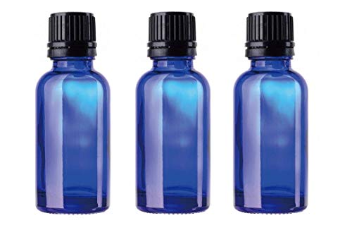 Frasco de vidrio azul 30 ml con tapa cuentagotas inviolable. (pack de 3) aromaterapia/aceites esenciales/remedios florales/tintura