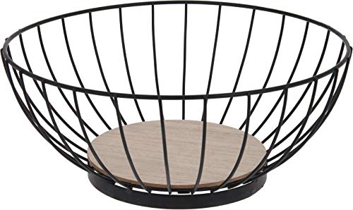 FRUTERO DE COCINA MODERNO. FRUTERO DE METAL 28X12 cm NEGRO CON BASE DE MADERA FRUTERO DE COCINA MODERNO. FRUTERO DE METAL 28X12 cm NEGRO CON BASE DE MADERA