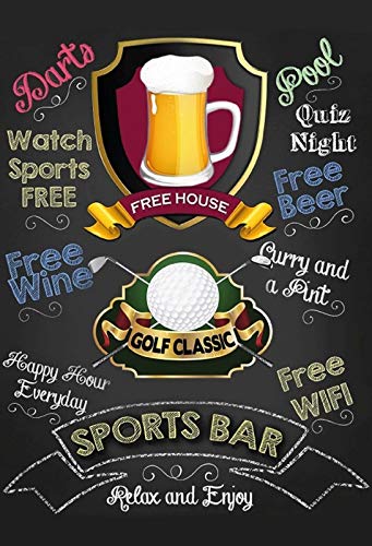FS Sport Bar Golf Pub - Cartel de Chapa Curvada (20 x 30 cm), diseño de Golf Pub, Color Negro