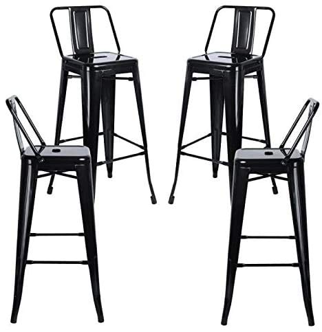 Gbrand Taburete de Bar Azul Marino con Respaldo Juego de 4 Moderno y Ligero, Industrial con Respaldo de Cubo de Metal Taburete de Bar para Cocina Comedor Pub café bistró Negro Gbrand Taburete de Bar Azul Marino con Respaldo Juego de 4 Moderno y Ligero, Industrial con Respaldo de Cubo de Metal Taburete de Bar para Cocina Comedor Pub café bistró Negro
