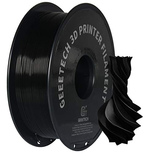 GEEETECH PETG Filamento 1.75 mm Negro, Filamento PETG 1kg Spool para impresora 3D