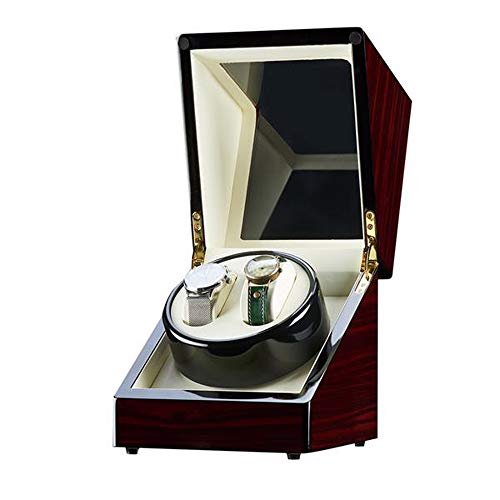 Ghvi Caja de exhibición de madera con rotación automática de doble reloj, organizador de 100-240 V, 1 A, batería de carga directa estándar británico