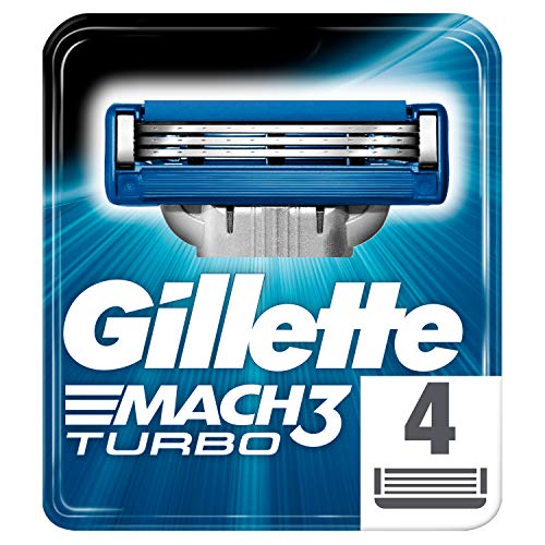 Gillette Mach3 Turbo Recambio de Maquinilla de Afeitar para Hombre - 4 Recambios