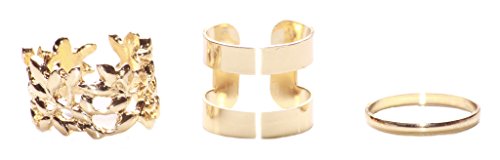 Gorgeous 3 unidades Slim oro, Athens Golden Leaf & Golden Gladiator mano Ring (NS11/12)