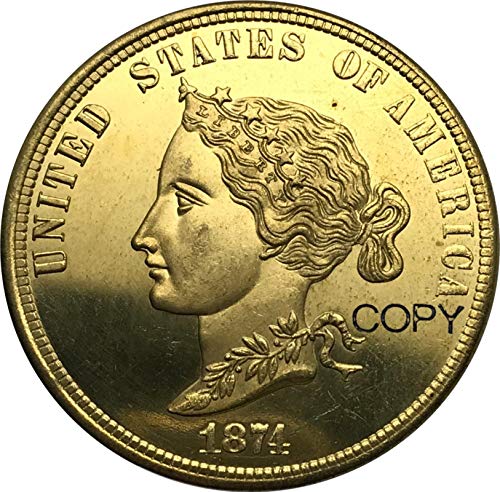 GUIMEI Moneda de Oro de los Estados Unidos de América 1874 Bickford Eagle 10 Diez dólares Monedas de Copia de Metal de latón