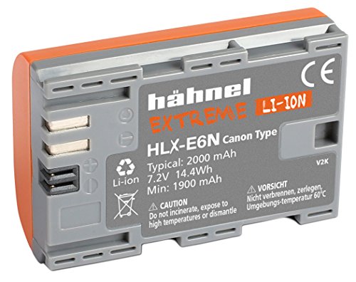 Hähnel 10001509 HLX de e6 N Extreme – Batería de Ion de Litio para Canon 80d/xc10 (7,2 V, 2000 mAh), Color Naranja
